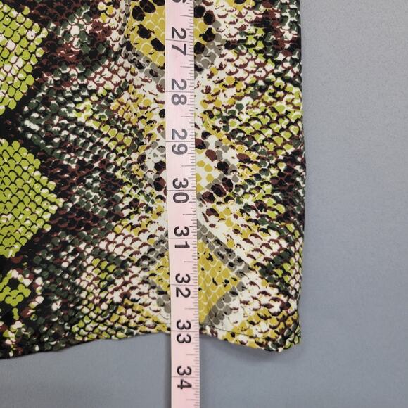 BeBop Dress Womens Small Green Yellow Snake Print 3/4 Sleeve V Neck Mini New - Picture 12 of 15